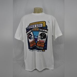 Vintage 90's Printed T-shirt Super Bowl XXXIII Broncos Vs Falcons ,Size:XL.